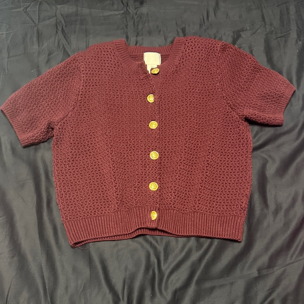 H&M Deep Red Button-Up Cardigan